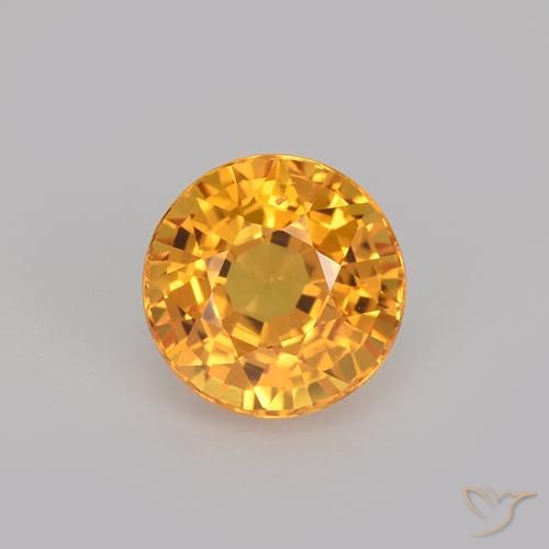 1.03ct 天然 ミディアムオレンジ サファイア, ラウンド, VVS