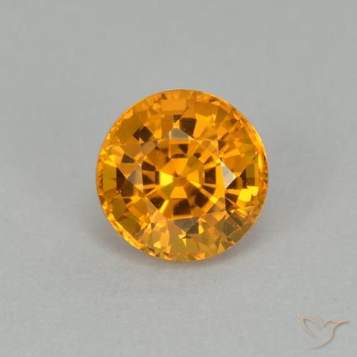 1.00ct 天然 濃いオレンジゴールド サファイア, ラウンド, VVS