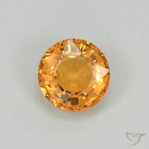1.01ct 天然 ミディアムオレンジ サファイア, ラウンド, VVS
