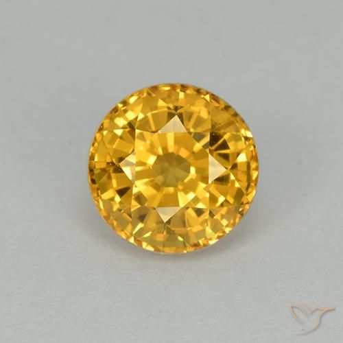 1.14ct 天然 濃いゴールド サファイア, ラウンド, VVS