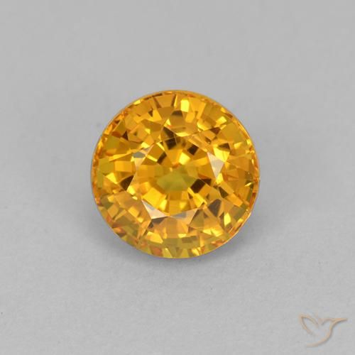 1.02ct 天然 濃いゴールデンオレンジ サファイア, ラウンド, VVS