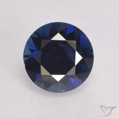 0.55ct 天然 ダークブルー サファイア, ラウンド, VVS-VS