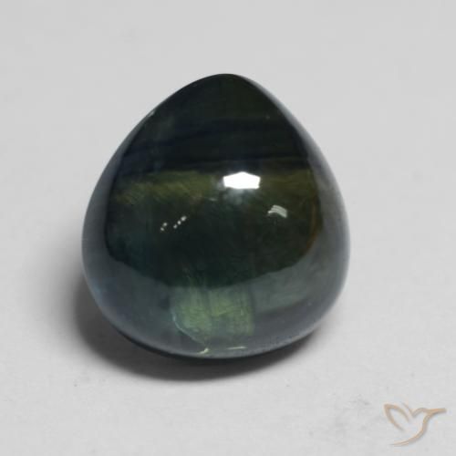 1.82ct 天然 Black Green サファイア, 洋梨の形, 半透明