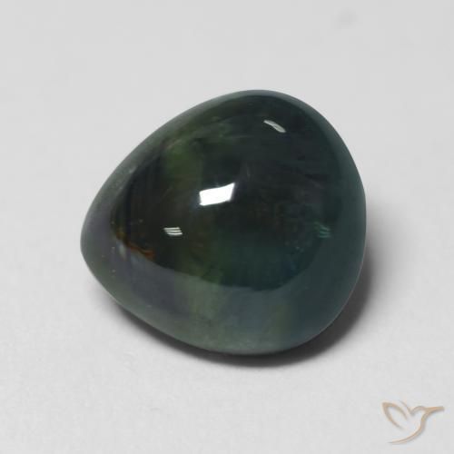 1.82カラットの天然Black Greenサファイア、洋梨の形、半透明