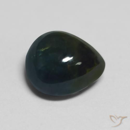 1.82カラットの天然Black Greenサファイア、洋梨の形、半透明