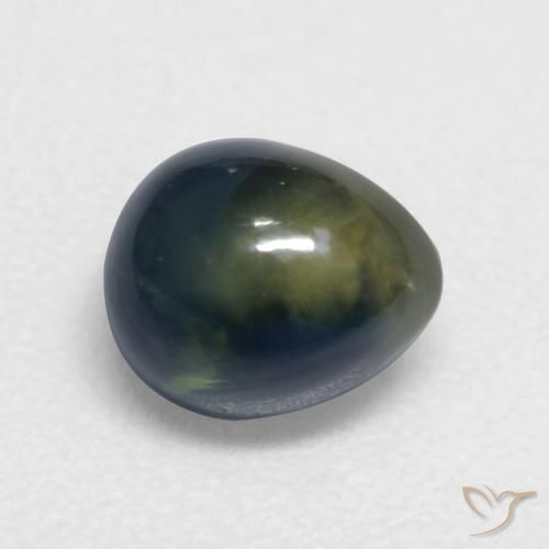 1.39ct 天然 ダークグリーン サファイア, 洋梨の形, 半透明