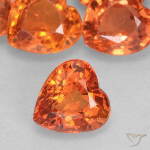 0.44ct 天然 ミディアムオレンジ サファイア, 心臓, VVS-VS