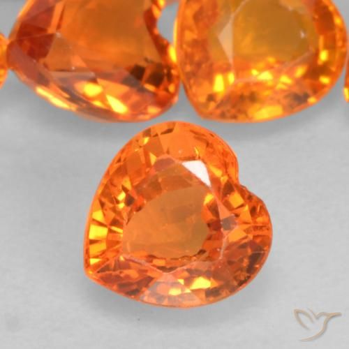 0.51ct 天然 ファイアオレンジ サファイア, 心臓, VVS-VS