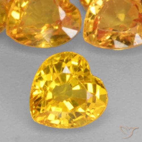 0.51ct 天然 ミディアムゴールド サファイア, 心臓, VVS-VS