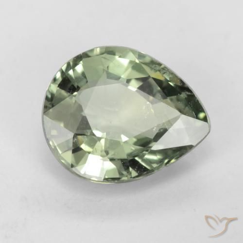 0.79カラットの天然Medium Light Greenサファイア、洋梨の形、VS