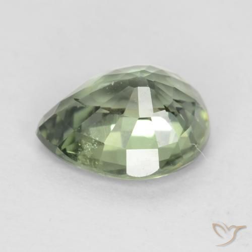 0.79カラットの天然Medium Light Greenサファイア、洋梨の形、VS