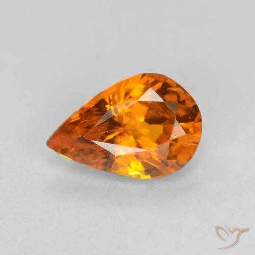 0.54ct 天然 ディープオレンジ サファイア, 洋梨の形, VS
