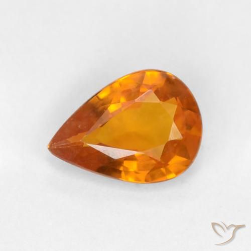 0.55ct 天然 ディープオレンジ サファイア, 洋梨の形, VVS-VS