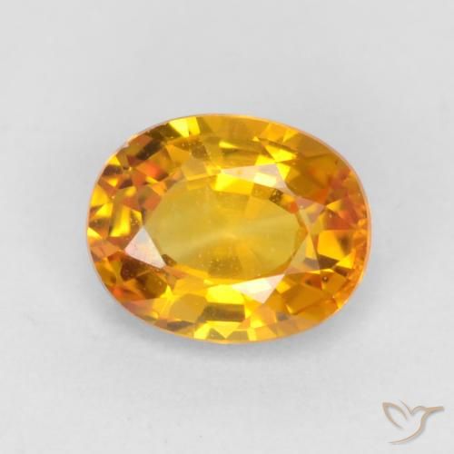 0.59ct 天然 濃いオレンジゴールド サファイア, 楕円形, VVS-VS