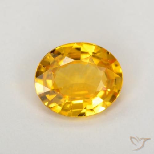 0.64ct 天然 ミディアムゴールド サファイア, 楕円形, VVS-VS