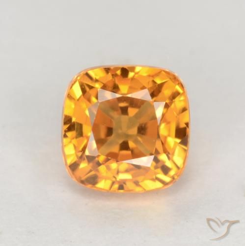 0.66ct 天然 濃いオレンジゴールド サファイア, クッション, VS
