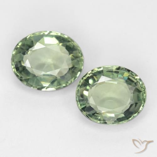 1.58ctw 天然 Medium Light Green サファイア, 楕円形, VVS-VS