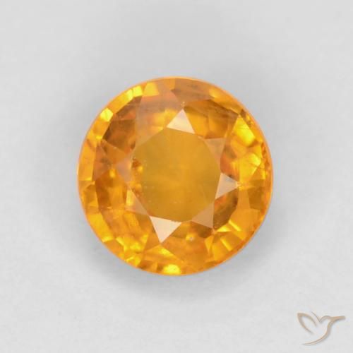 0.60ct 天然 ダークオレンジゴールド サファイア, ラウンド, VS