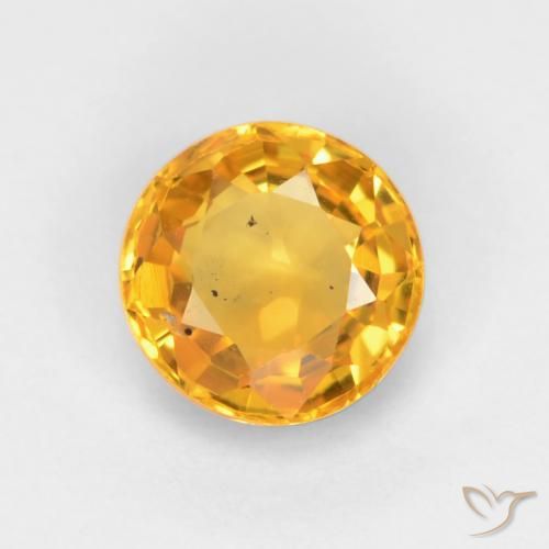 0.55ct 天然 濃いゴールデンオレンジ サファイア, ラウンド, VS-SI