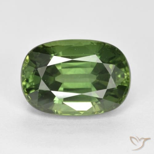 4.44ct 天然 ウォームグリーン サファイア, 楕円形, VVS-VS