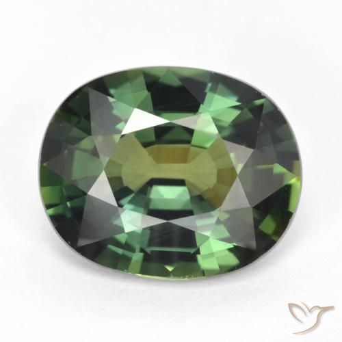 5.17ct 天然 茶色がかったグリーン サファイア, 楕円形, VVS