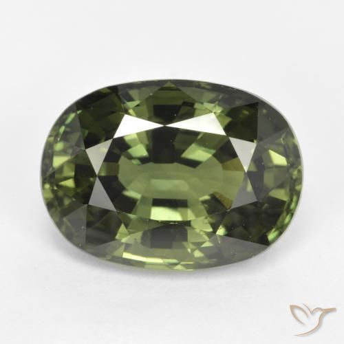 5.35ct 天然 ディープグリーン サファイア, 楕円形, VVS