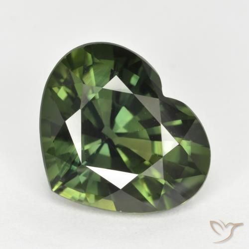 5.3 ct ルース グリーン サファイア、マダガスカル産 11.7 x 9.7 mm ハートカット, Photo A