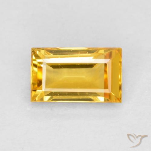 0.42ct 天然 ミディアムゴールデン サファイア, バゲット, VS
