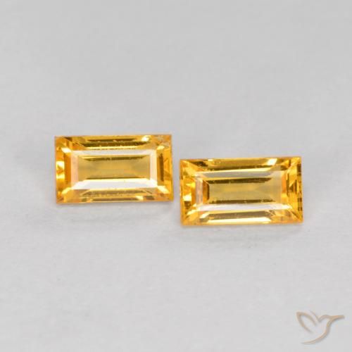 0.52ctw 天然 濃いゴールデンオレンジ サファイア, バゲット, VS