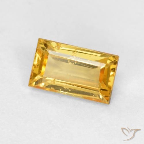 0.39カラットの天然ゴールドサファイア、バゲット、VS