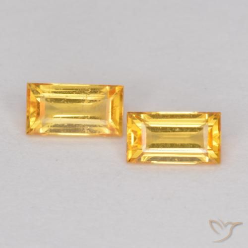 0.50ctw 天然 明るいゴールド サファイア, バゲット, VS, Photo A