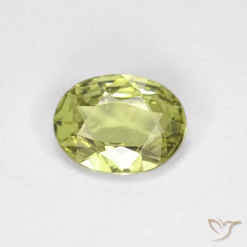 0.79ct 天然 黄みがかったグリーン サファイア, 楕円形, VS