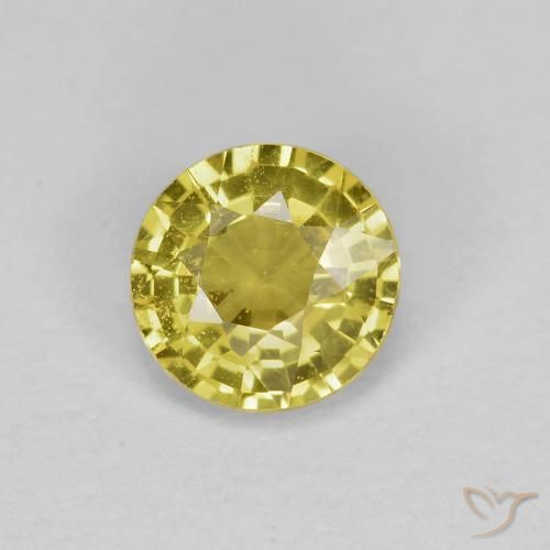 0.42ct 天然 ミディアムイエロー サファイア, ラウンド, VS