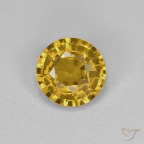 0.42ct 天然 濃いゴールデンオレンジ サファイア, ラウンド, VVS-VS