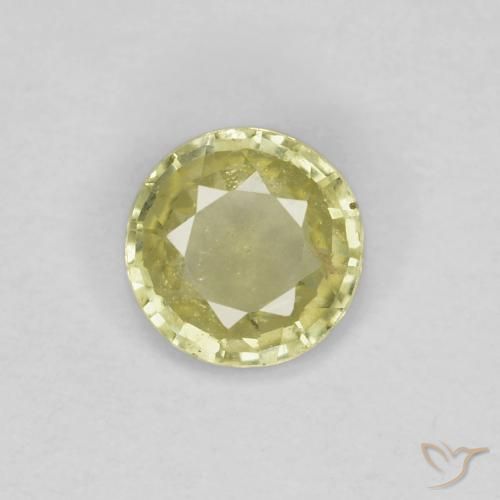 0.37ct 天然 ミディアム薄いイエロー サファイア, ラウンド, VS