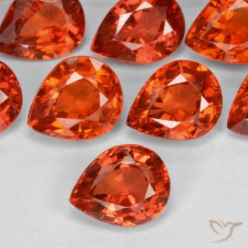 0.43ct 天然 ファイアレッド サファイア, 洋梨の形, VVS-VS