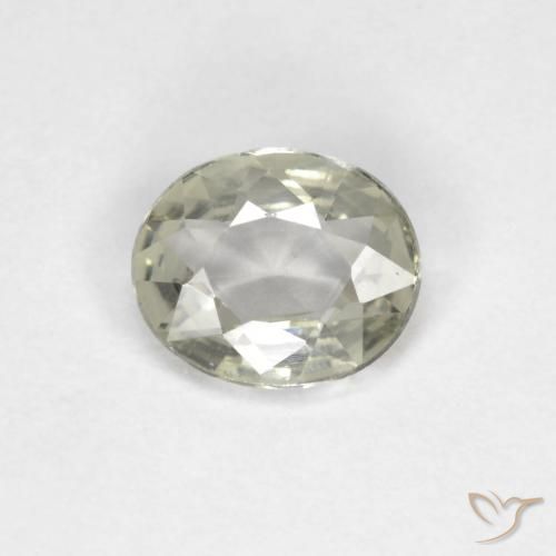 0.53ct 天然 灰色がかった緑 サファイア, 楕円形, VVS