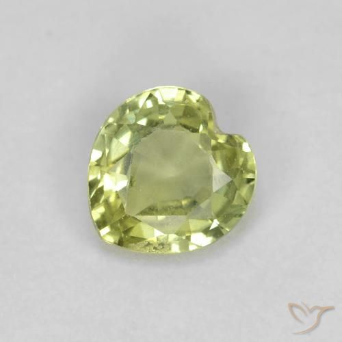 0.39ct 天然 薄いライムグリーン サファイア, 心臓, VS