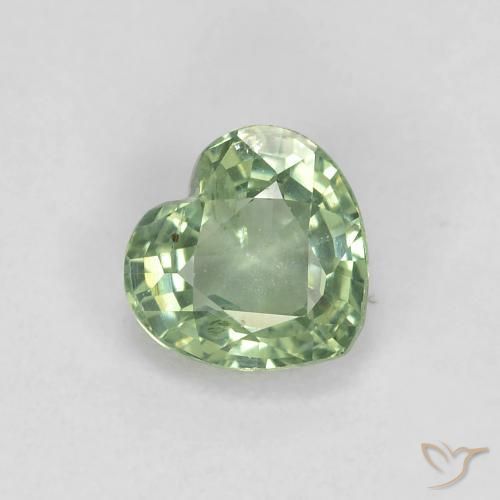 0.48ct 天然 薄いセージグリーン サファイア, 心臓, VS