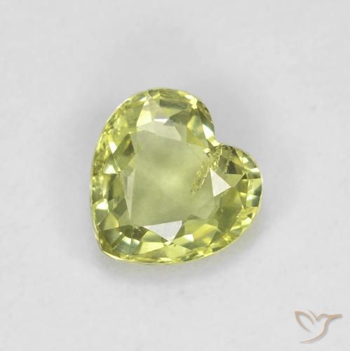 0.44ct 天然 イエローグリーン サファイア, 心臓, VS