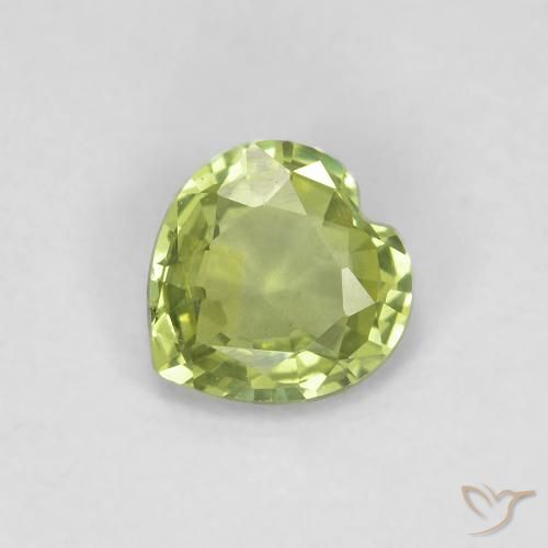 0.37ct 天然 ウォームグリーン サファイア, 心臓, VVS