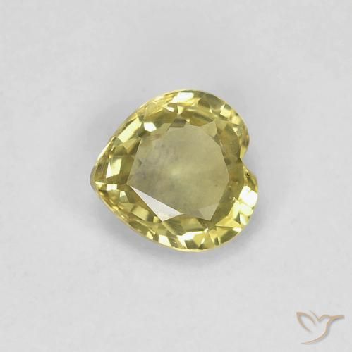 0.42ct 天然 薄いパイナップルイエロー サファイア, 心臓, VVS
