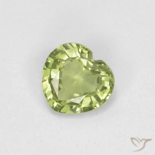 0.39ct 天然 ウォームグリーン サファイア, 心臓, VVS-VS