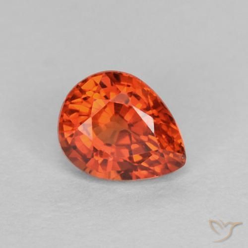 0.43ct 天然 ウォームオレンジ サファイア, 洋梨の形, VVS-VS