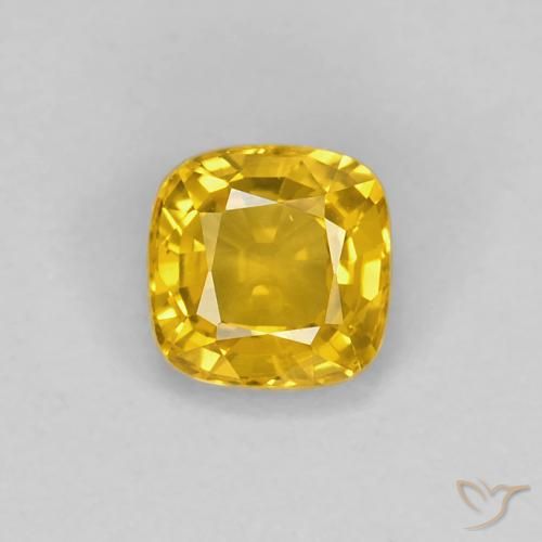 0.56ct 天然 ゴールド サファイア, クッション, VVS-VS