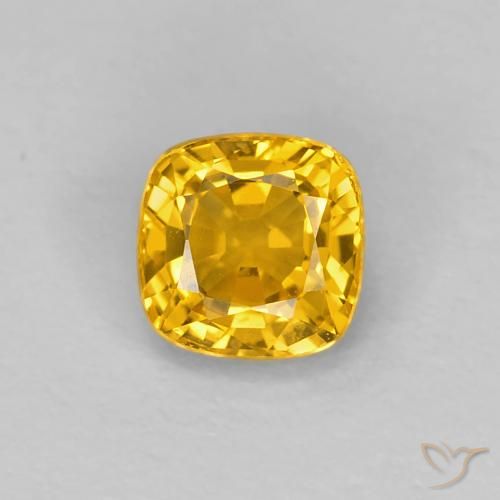 0.56ct 天然 ゴールド サファイア, クッション, VVS