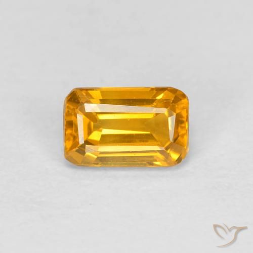 0.42ct 天然 オレンジゴールド サファイア, エメラルドカット, VVS