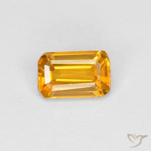 0.36ct 天然 ミディアムオレンジゴールド サファイア, エメラルドカット, VVS
