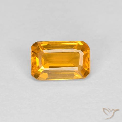 0.38ct 天然 濃いゴールデンオレンジ サファイア, エメラルドカット, VVS