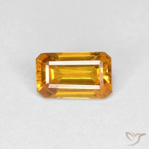 0.44ct 天然 ミディアムオレンジゴールド サファイア, エメラルドカット, VVS-VS